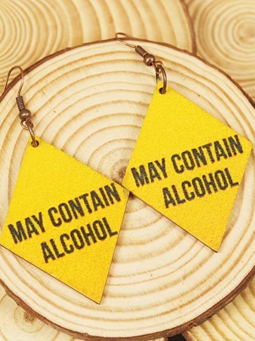 “MAY CONTAIN ALCOHOL” Dangle Earrings (NEW & SO FUNNY!)